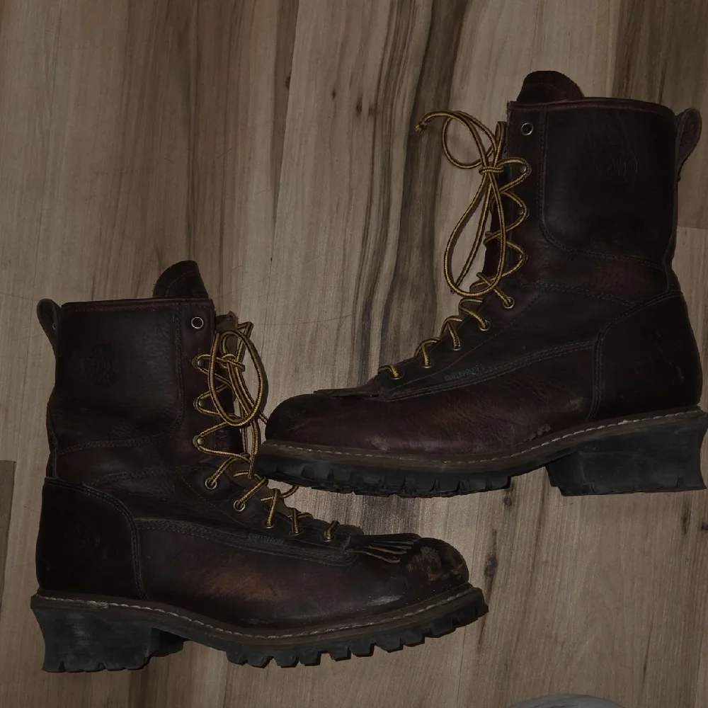 Georgia Boot Brown Leather Work Boots - Picture 2 of 5